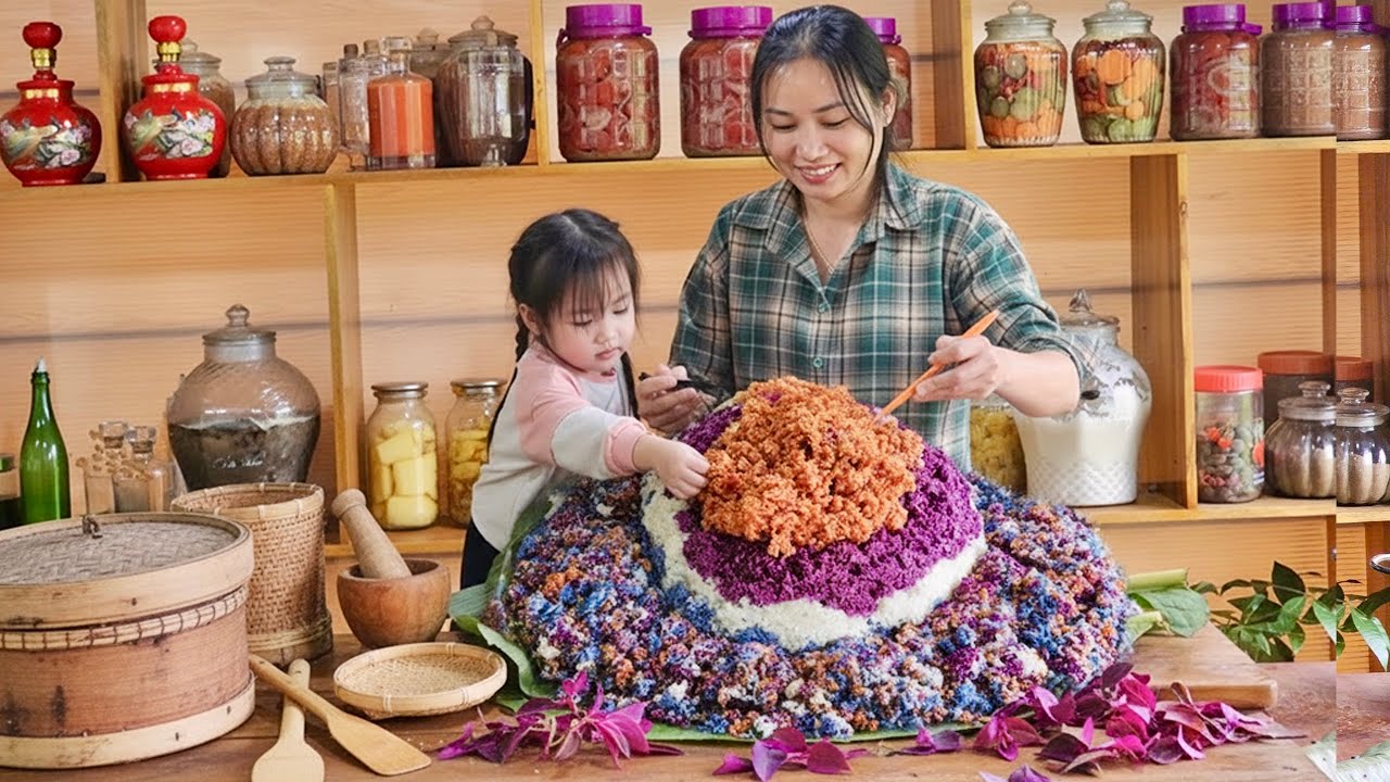 How We Made Giant 7-Color Sticky Rice Using Natural Colors (Full ...