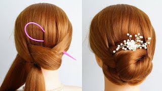 Simple Bun Hairstyle With Hair Tools | Bun Hairstyles Without Donut | Hairstyle For Girl In Wedding