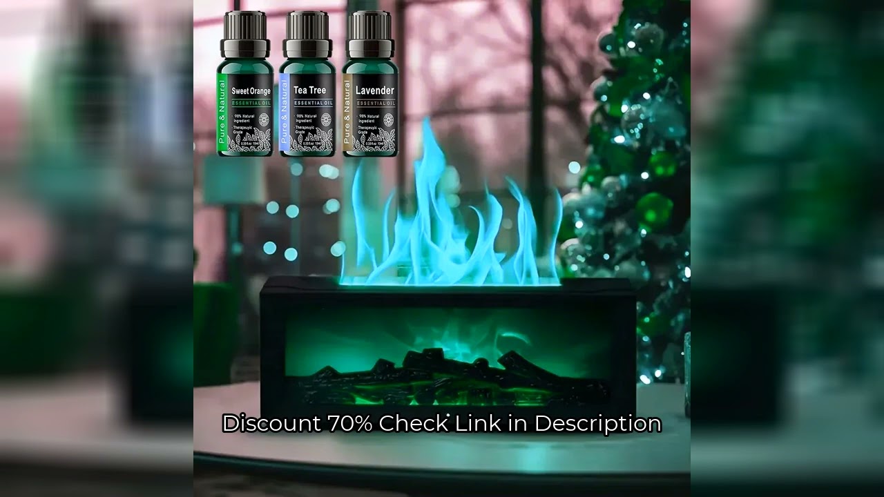 Upgraded 300ml Aroma Diffuser with 7-Color LED Flame Effect, Essential Oil Diffuser & Air Humidifier