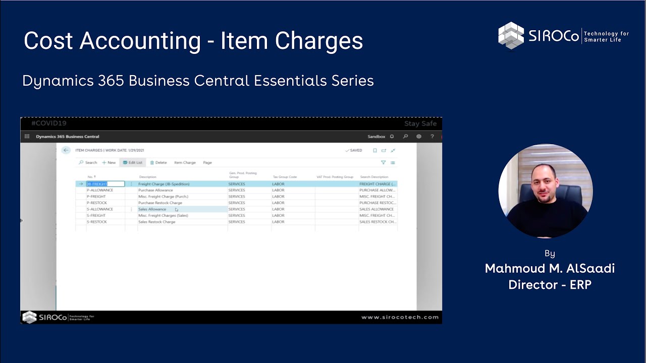 Item Charges -  Dynamics 365 Business Central Essentials Video Series