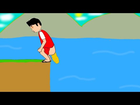 Orang berak di sungai | funny cartoon - si dilun