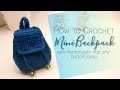 How to Crochet a Mini backpack with rectangular flap and bottom base