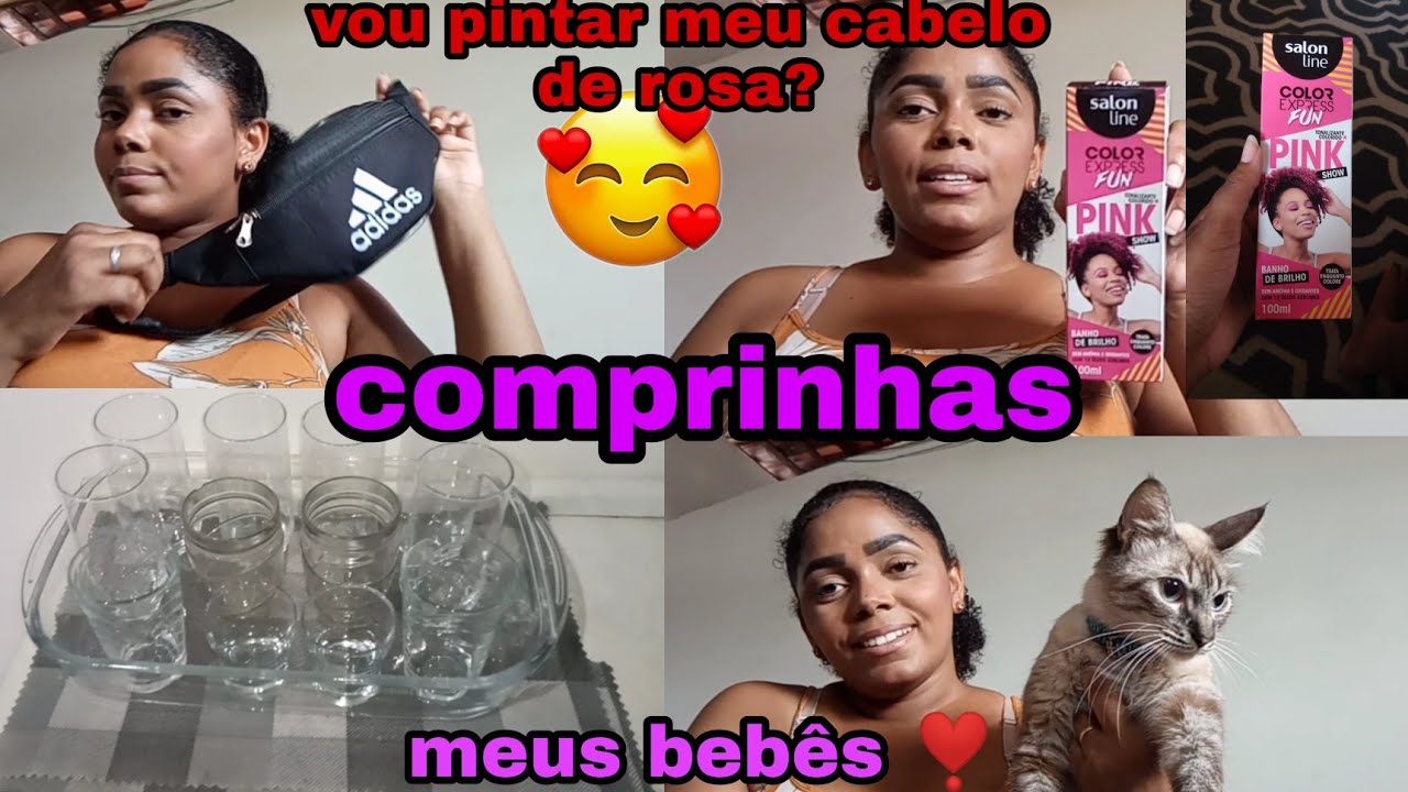 comprinhas para o cabelo/ tinta rosa/ descolorante e mas 