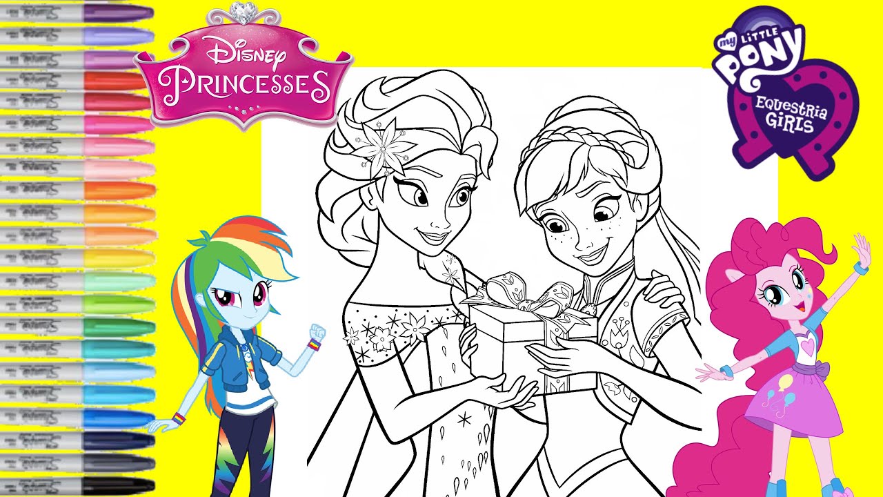 Disney Princess Makeover as My Little Pony Rainbow Dash and Pinkie Pie Coloring Book Pages