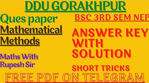mathematical methods answer key with solution | DDU University | BSc 3rd semester | #MathVath |