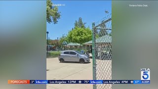 Pursuit suspect drives through Fontana park during youth baseball game