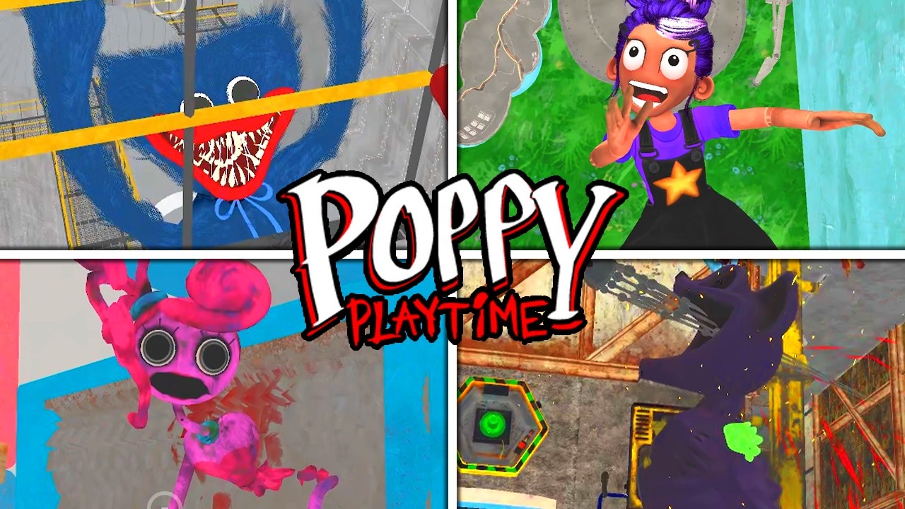 Poppy Playtime Chapter 1,2,3,4,5 - All DEATHS Comparison in Bright Mode