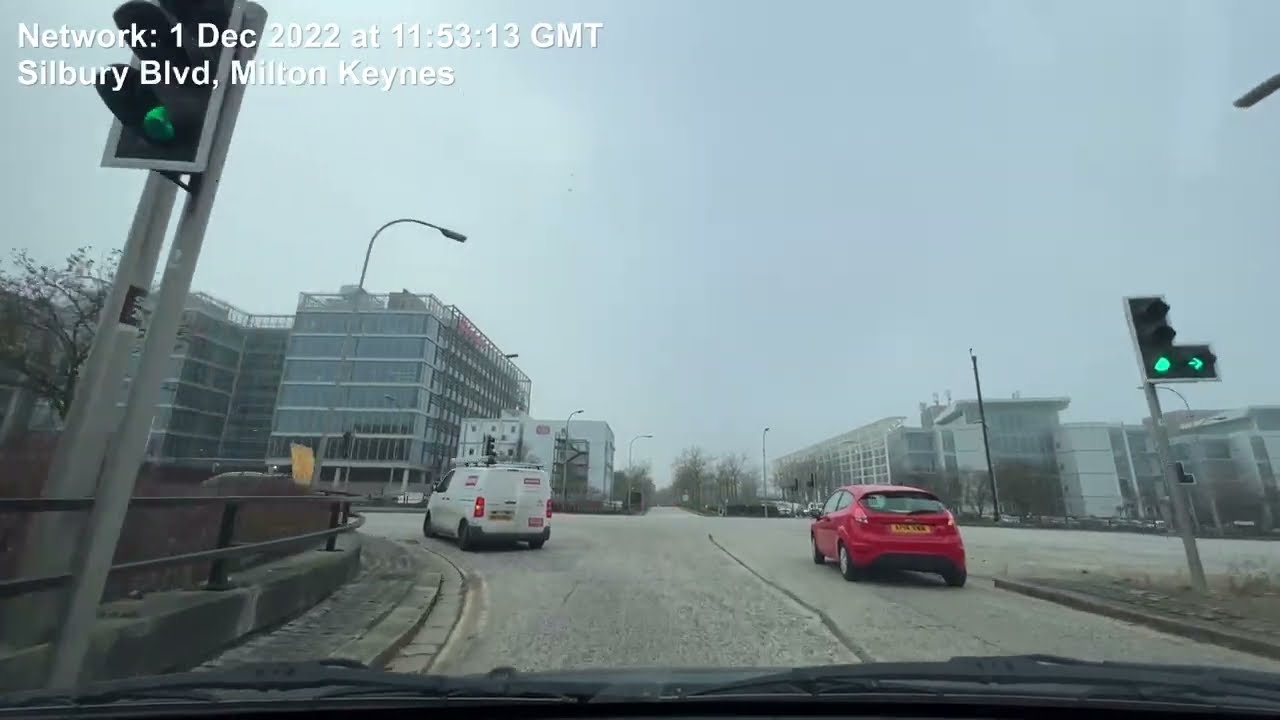Driving in Milton Keynes on a misty December day 2022