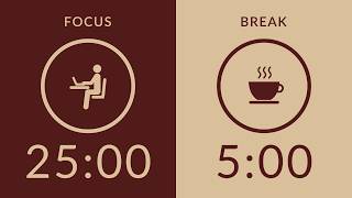 25/5 Pomodoro Timer with Brown Noise 🎧 2-Hour Study with Me for Deep Focus & ADHD ✨