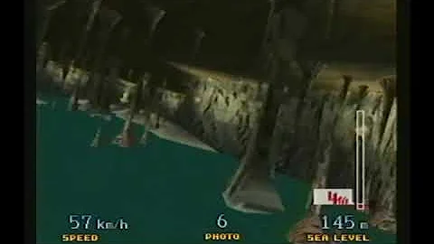 Flying as Birdman through Crescent Island cave in Pilot Wings 64