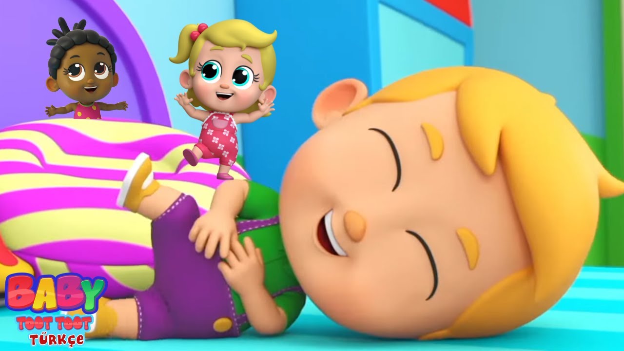 Beş küçük bebek yatakta zıplıyor + çocuklar için tekerlemeler - YouTube
