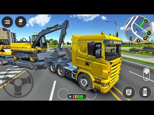 Transport Excavator in Long Trailer Truck Driving Drive Simulator 2020 -  Android Gameplay 