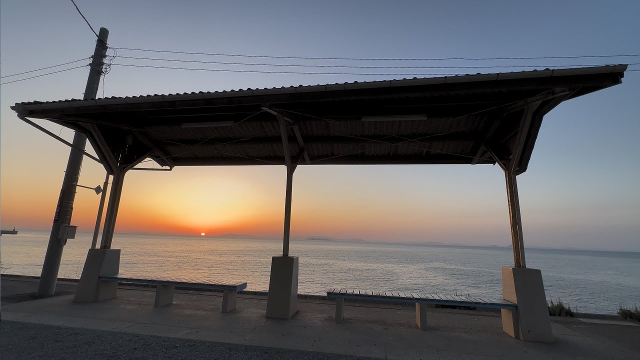 4K] Sunset on the horizon of the Seto Inland Sea (Shimonada