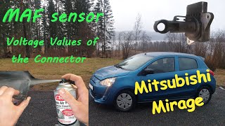 1.0 Mitsubishi Mirage G4 Mass Air Flow Sensor - Voltage Reading , Cleaning & Live Data