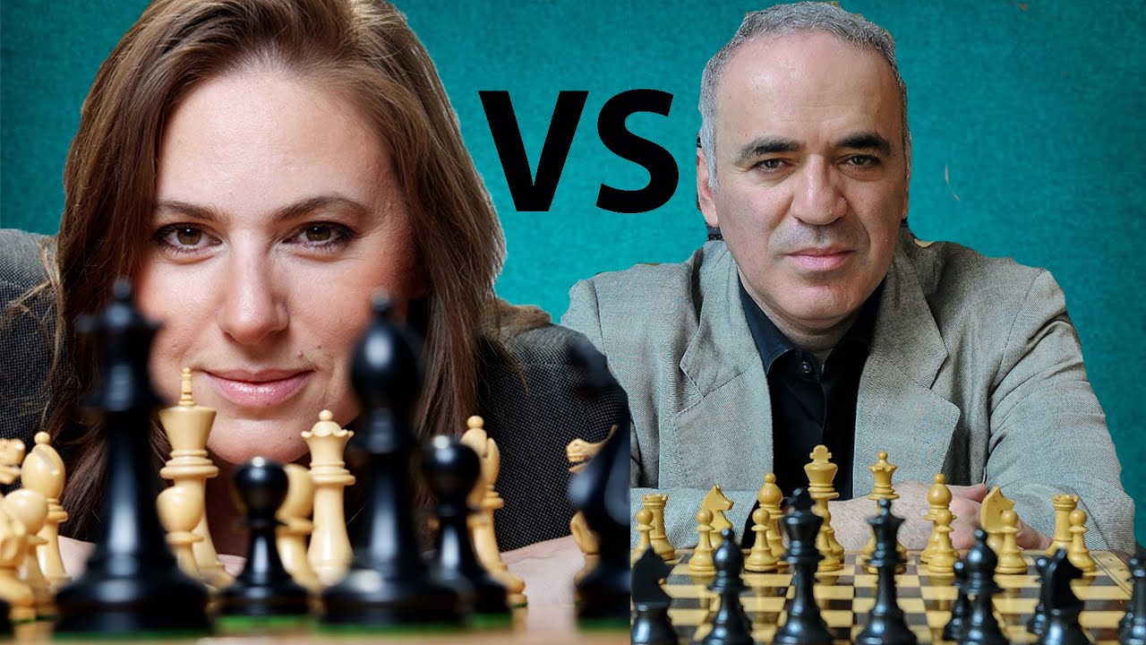 Chess Grandmasters Garry Kasparov Judit Polgar redaktionelt stock