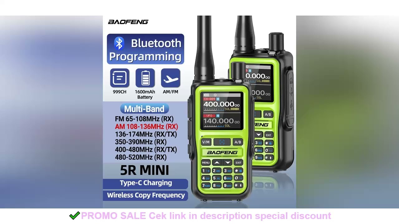 BAOFENG UV-5R Mini Walkie Talkie Multi Band Bluetooth Programming Wireless Copy Frequency 999CH Type