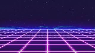 Aerial view. Flight over the grid 80s Retro Sci-fi. | Video Footage | Shutterstock