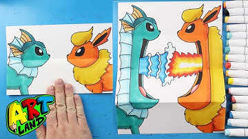 How to Draw Vaporeon vs Flareon Surprise Fold