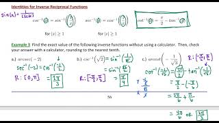 4.1.2 Inverses of Secant, Cosecant, and Cotangent