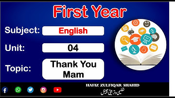 Inter Part-1 English Unit 04{Lecture No 1} Thank you Mam #intermediate  #hafizzulfiqarshahid