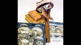 Antique Edwardian Stereoscopic Viewer With 12 Cards, Keystone Monarch, ca. 1900s - 30s