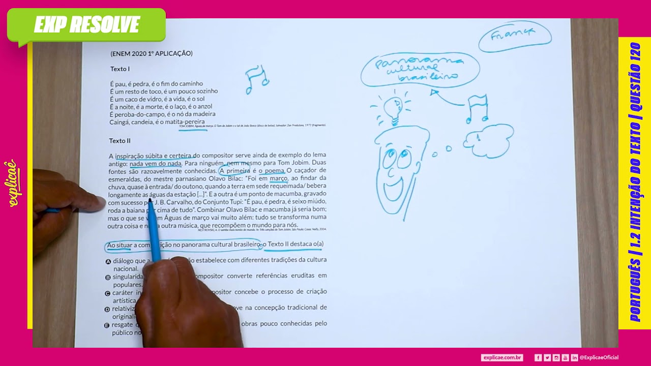 AO SITUAR A COMPOSIÇÃO NO PANORAMA CULTURAL BRASILEIRO, O TEXTO II DESTACA(...) | INTENÇÃO DO TEXTO
