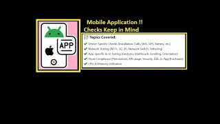 Important Mobile App Testing Checklist  Device, Network, UI & Store Compliance #sdet #interview