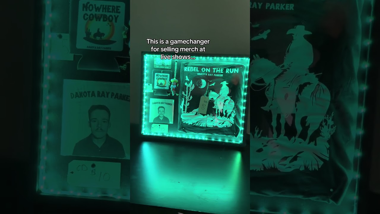 Merch display gamechanger. Cheap, portable and looks cool as hell. 