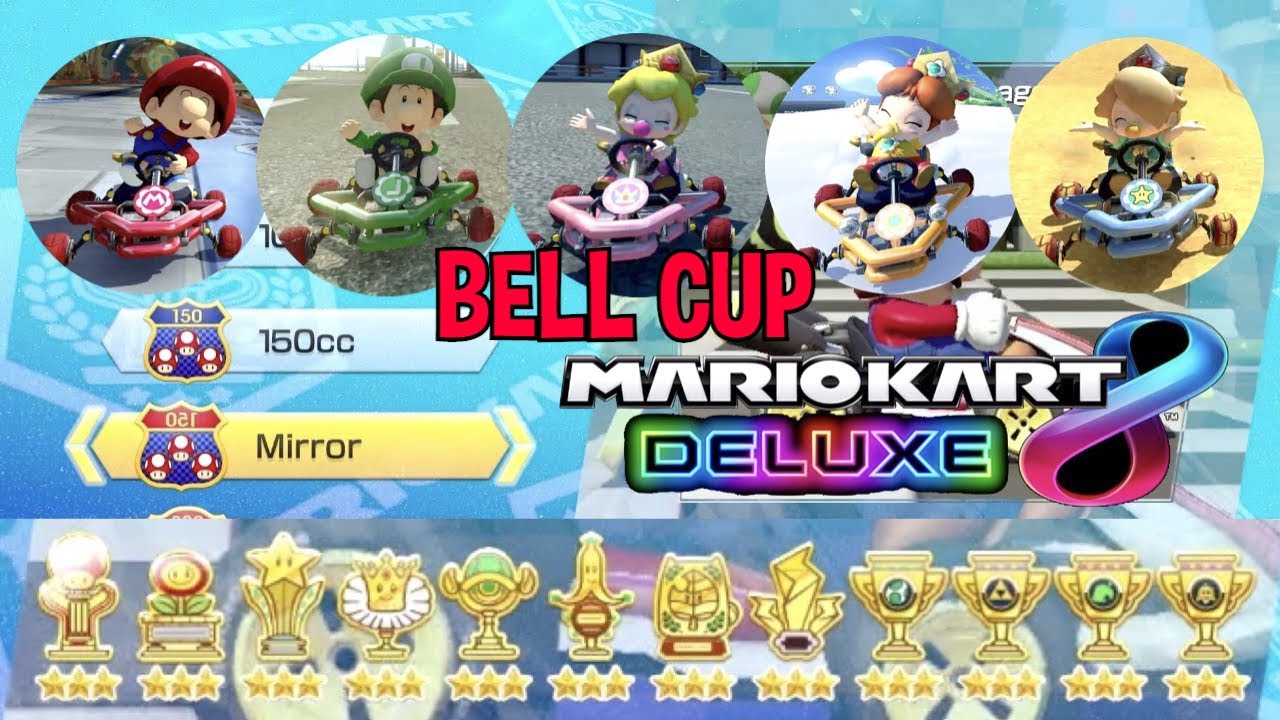 Nintendo Mario Kart 8 Deluxe 150cc Mirror Bell Cup Baby Luigi triple-stars Grand Prix Gameplay