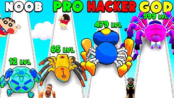 NOOB VS PRO VS HACKER VS GOD IN INSECT EVOLUTION SPIDERS UPDATE WITH SHINCHAN & CHOP