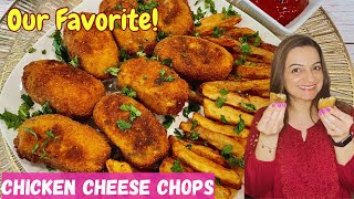 Crispy Chicken Cheese Chops Recipe | Chicken Potato Croquettes | Potato Chicken Kabab Recipe | Urdu