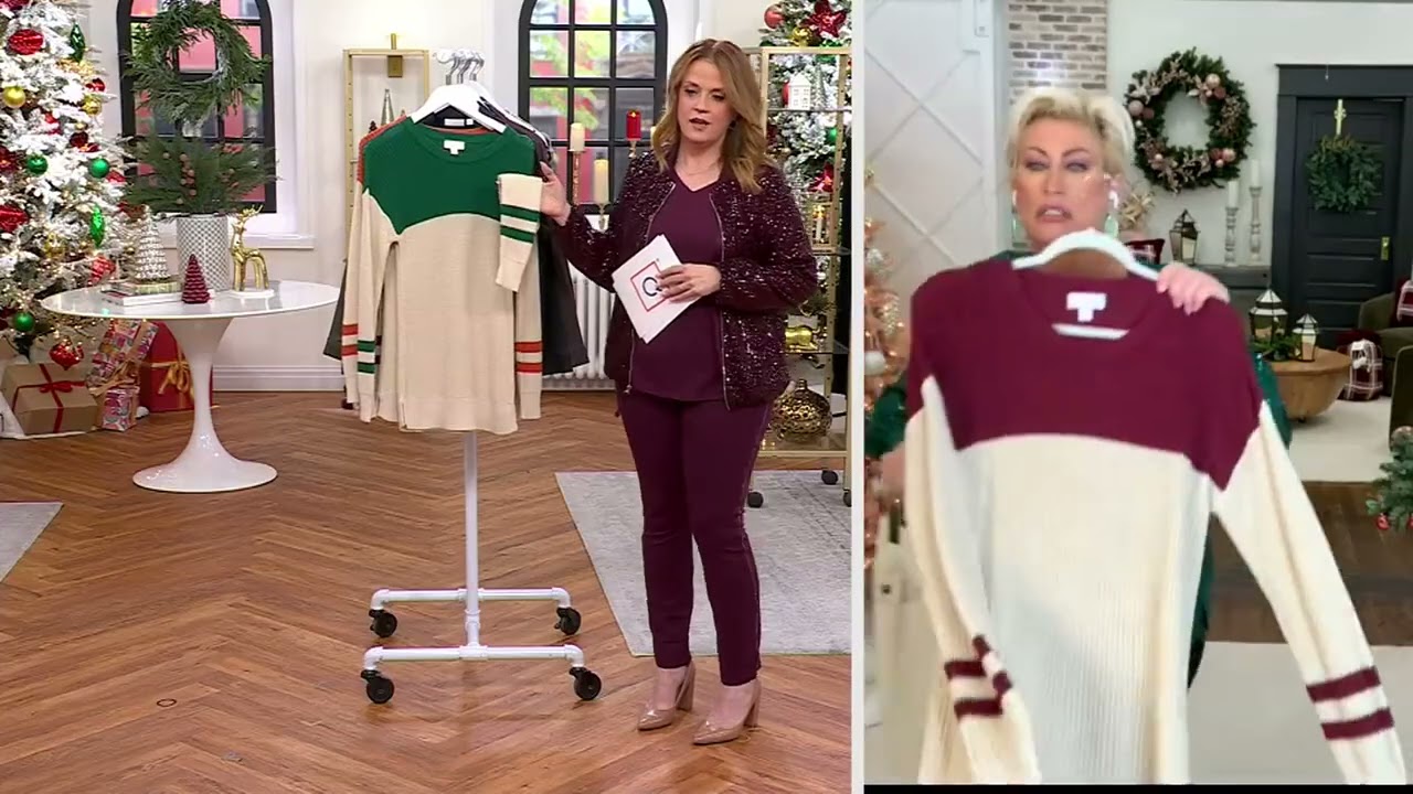 Belle by Kim Gravel Varsity Colorblock Chunky Shaker Knit Sweater on QVC