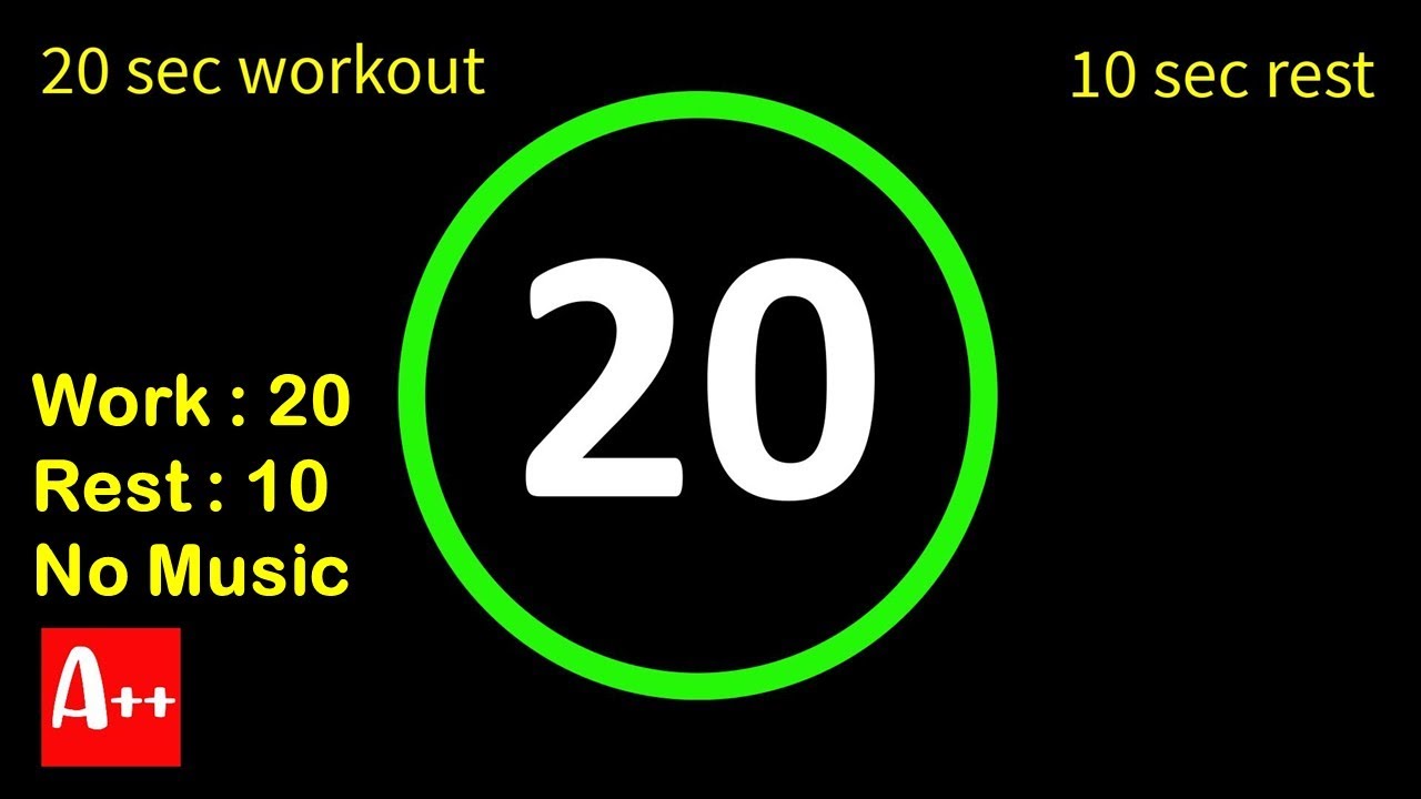 20 sec & 10 sec rest | No Music | Workout Timer