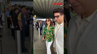 #MadhuriDixitNene was clicked as she made her way through the airport  with Dr. Nene.