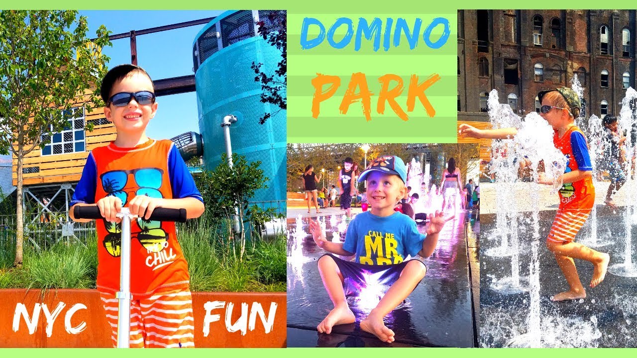 Domino Park NYC Playground. Glow in the dark fountain. Full day of fun!