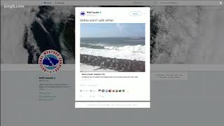 Gusty winds causing massive waves in Westport