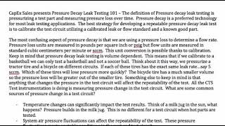 Pressure Decay Leak Test 101