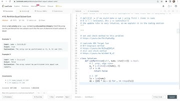 Leetcode 416. Partition Equal Subset Sum - 0/1-knapsack problem DP solution