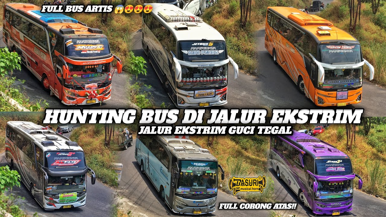 FULL TELOLET BASURI !! HUNTING BUS DI JALUR EKSTRIM GUCI TEGAL | FULL BUS ARTIS CORONG ATAS