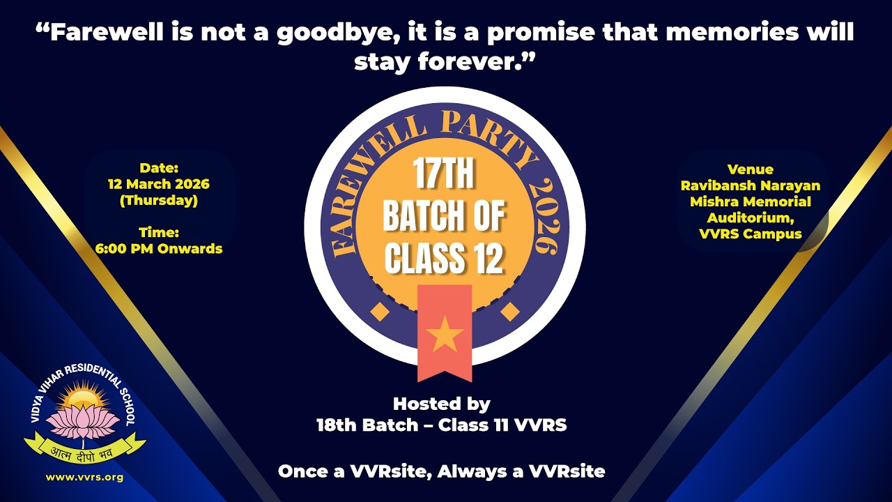 🔴 Farewell Party 2026 | Class 12 – 17th Batch | Vidya Vihar Residential ...