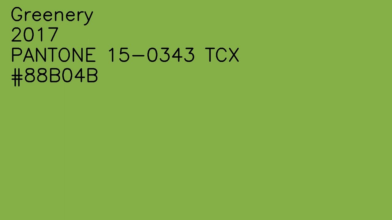 Greenery | Color of the year : 2017 | Pantone 15-0343 TCX - YouTube