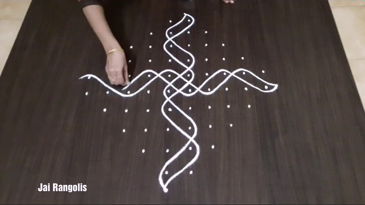 10×2 dots sikku/kambi/neli kolam|| melikala muggulu || simple kolam|| Kolam with 10 Dots