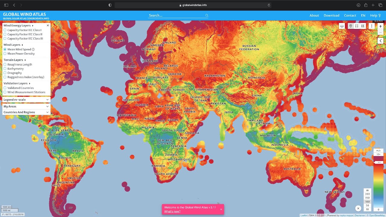 Global Wind Resource Map Global Wind Atlas 3.1 Released - Youtube