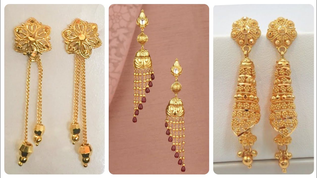 Gorgeous And Stylistic Desogner Gold Long Chain Earrings Designs - Gold ...