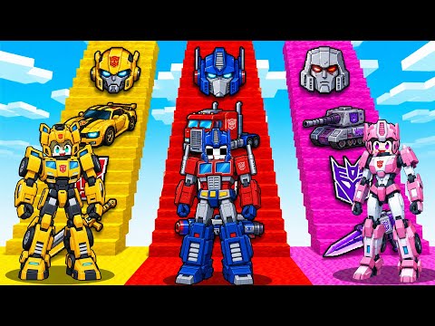 OP TRANSFORMER Stairs Battle in Minecraft!