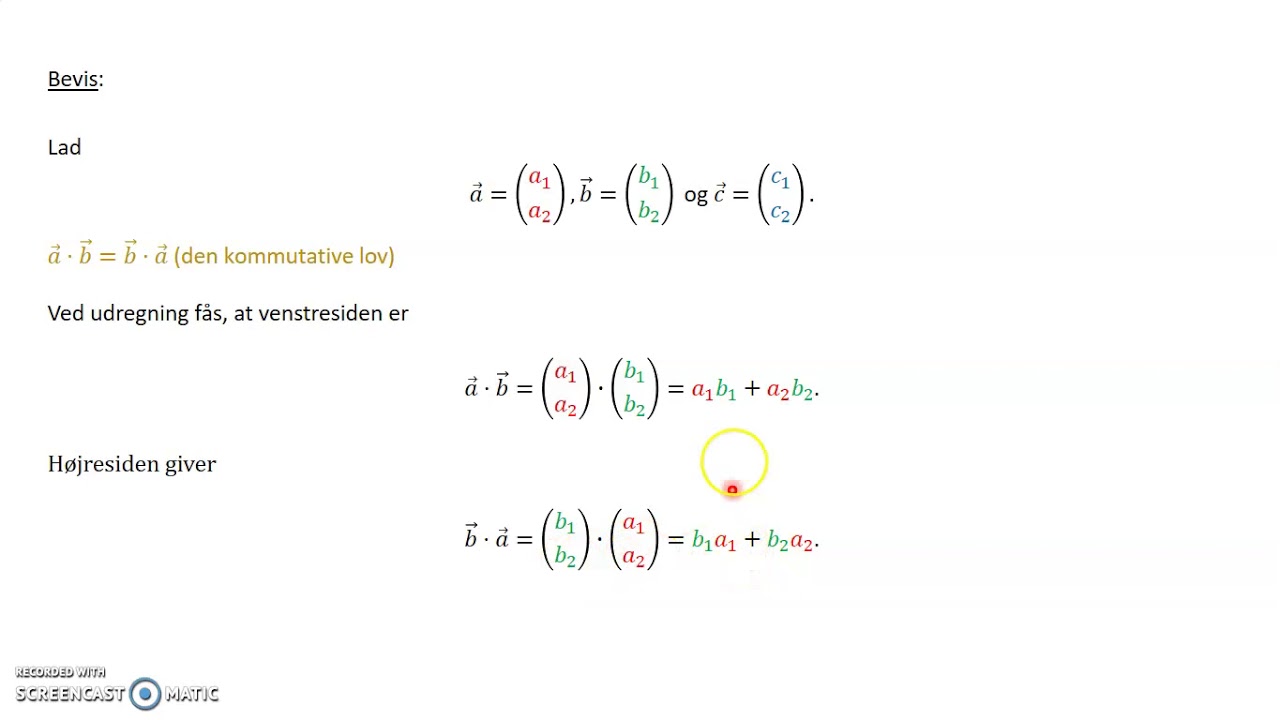 Regneregler for skalarprodukt i planen