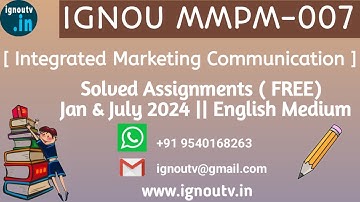 IGNOU MMPM-007 Solved Assignment Jan & July 2024 [FREE] || IGNOU MBA || IGNOU TV || IGNOU ||