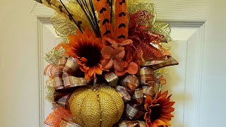 FALL SWAG WREATH USING WIRE HANGER | DIY DOLLAR TREE CRAFTS | AUTUMN HARVEST