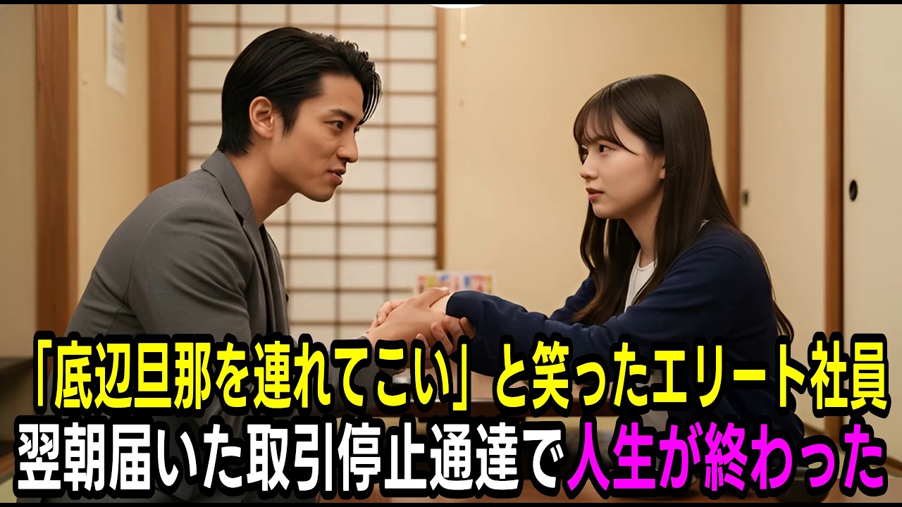 懇親会で「底辺旦那を連れてこい」とエリート社員に侮辱された新入社員→翌日夫が取引先社長で全員絶句した
