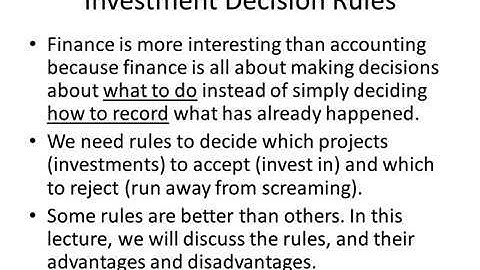 Investment Decision Rules 2 0